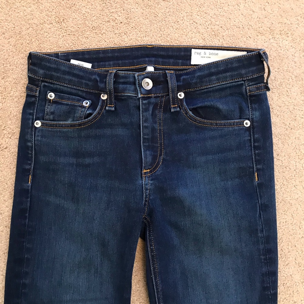 Rag and Bone Cate Mid Rise Skinny Jeans Womens Waist 24 Size 0 Dark Wash Blue - Picture 7 of 16